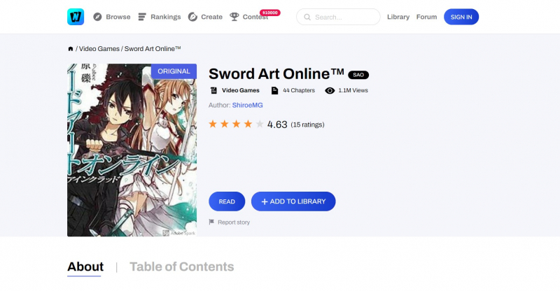 Screenshot of https://www.webnovel.com/book/sword-art-online%E2%84%A2_13703783305887005