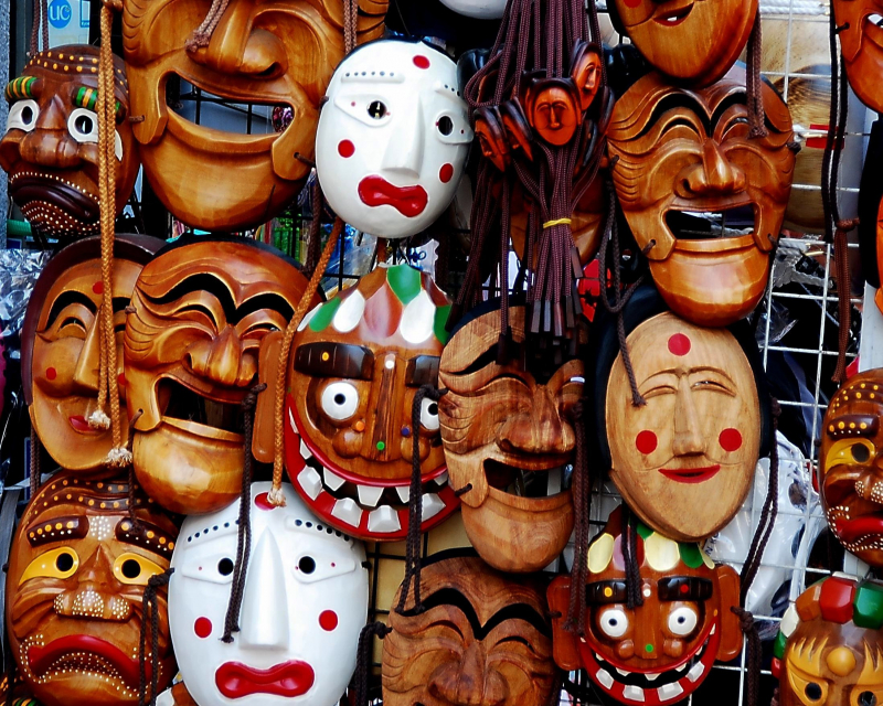 Masks with different designs are sold in Korea