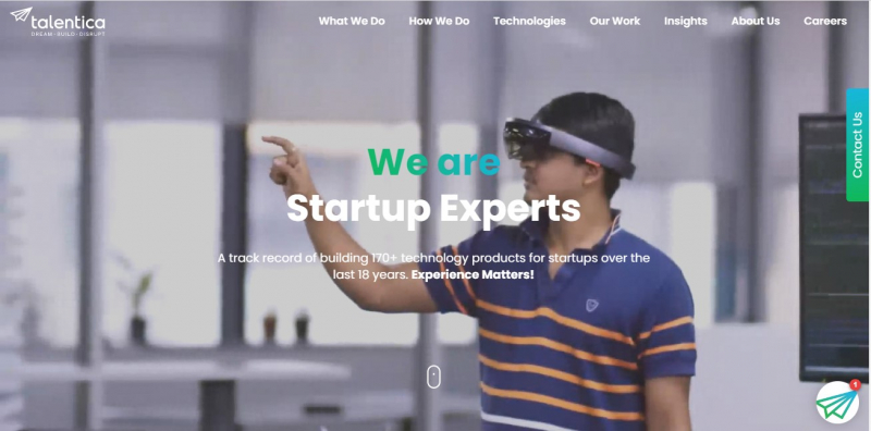 Talentica Software is a cutting-edge offshore product development firm that specializes in startups - Screenshot photo