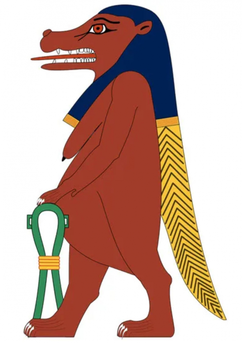 Egyptian Goddess Taweret depicted as a pregnant hippopotamus