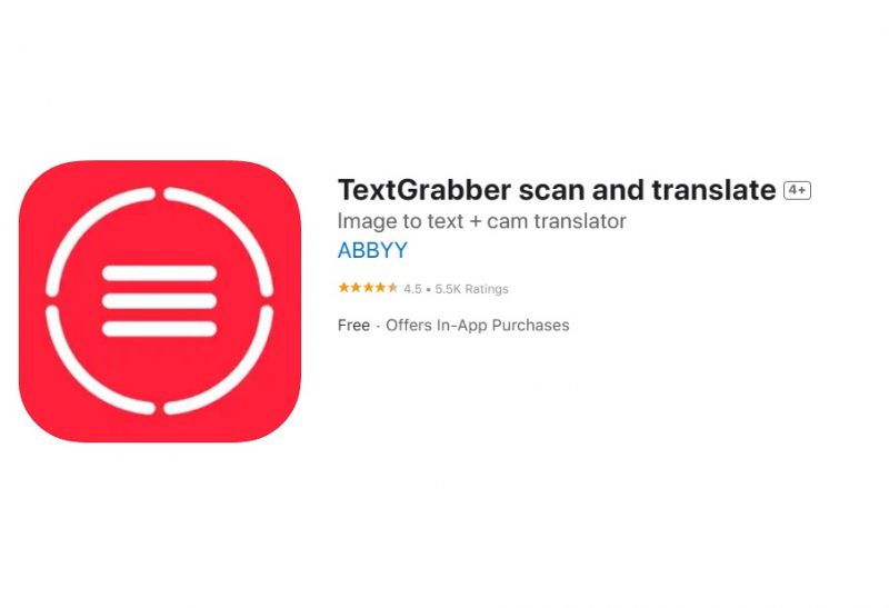 Screenshot via https://apps.apple.com/us/app/textgrabber-scan-and-translate/id438475005