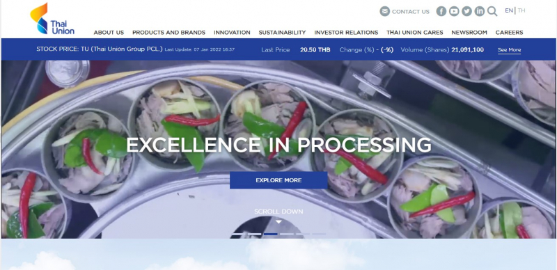 Thai Union has a long history of commitment to seafood expertise and innovation - Screenshot photo