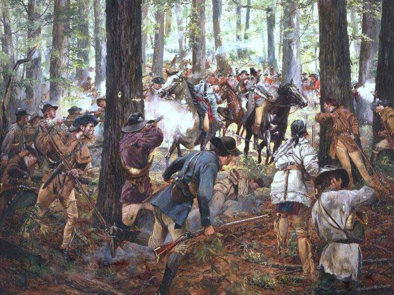 Loyalists and Patriots fighting in the Battle of Camden - American Revolutionary War