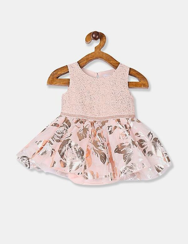 Photo: https://thechildrensplace.nnnow.com/the-childrens-place-baby-baby-girl-pink-foil-print-fit-and-flare-partywear-dress-VZBI357GFBR