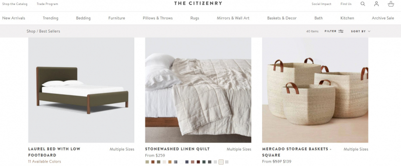 Screenshot of https://www.the-citizenry.com/collections/all-best-sellers