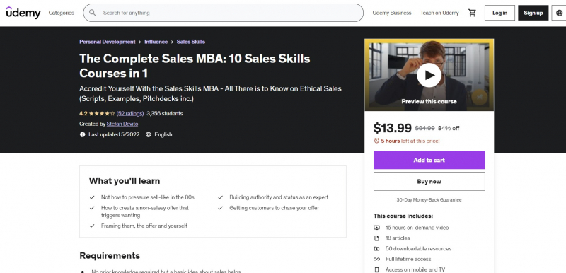 The Complete Sales MBA: 10 Sales Skills Courses in 1