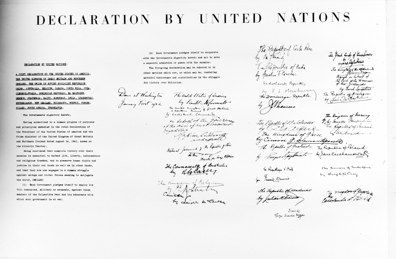Declaration by United Nations issued in Washington, DC, on 01 January 1942 - Photo: un.org