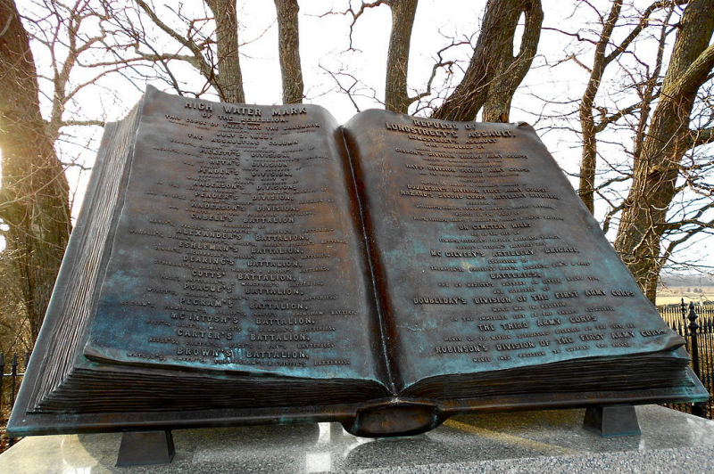 The front tablet is on a pedestal (bottom) in front of the Copse of Trees - wikipedia.org