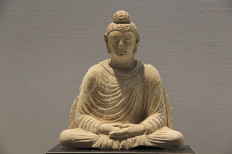 Photo on Wikimedia Commons (https://commons.wikimedia.org/wiki/File:Seated_Buddha_from_India.jpg)