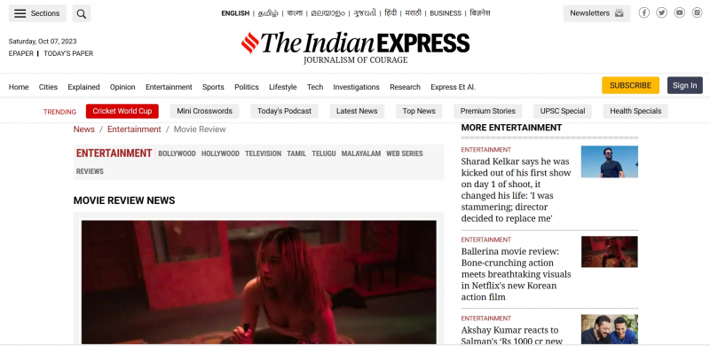 Screenshot via https://indianexpress.com/section/entertainment/movie-review/