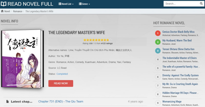Screenshot of chttps://readnovelfull.com/the-legendary-masters-wife-v1.html