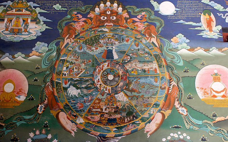 The wheel of life, Buddhism Bhavachakra - Photo on Wikimedia Commons (https://commons.wikimedia.org/wiki/File:The_wheel_of_life,_Buddhism_Bhavachakra.jpg)