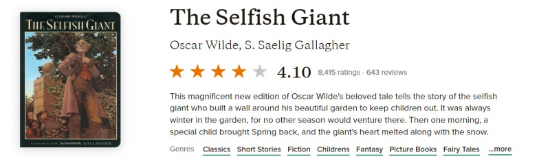 Screenshot of https://www.goodreads.com/book/show/677552.The_Selfish_Giant?ref=nav_sb_ss_1_17