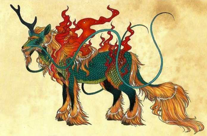 An artistic representation of the Chinese unicorn, the Qilin - Unicorn Yard