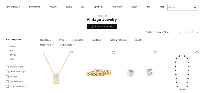 Screenshot via therealreal.com/products?keywords=vintage%20jewelry