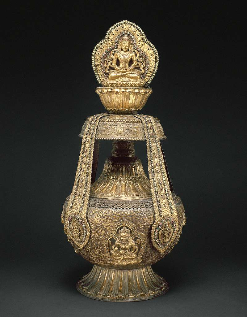 Photo by https://picryl.com/media/vase-of-longevity-kalasha-with-buddha-amitabha-nepal-17th-century-0fb3ed