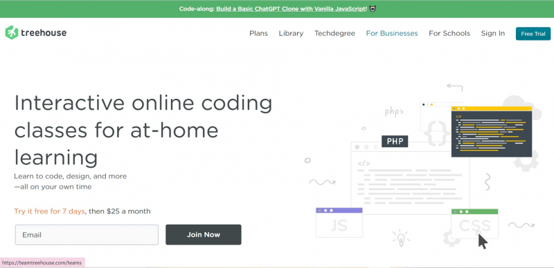 Screenshot of https://teamtreehouse.com/