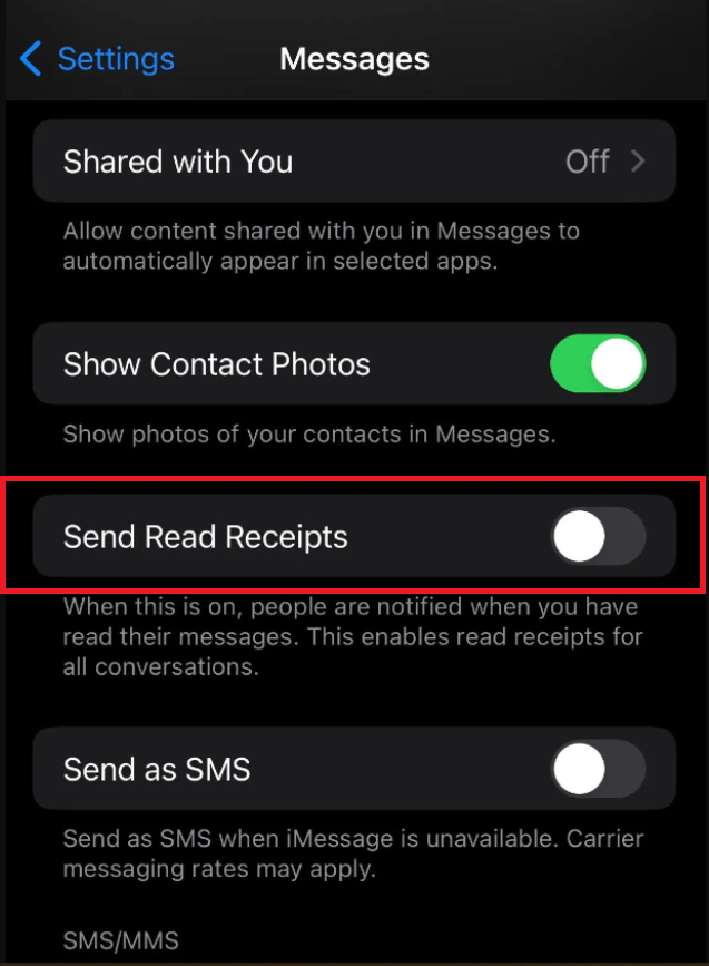 Turn Off Read Receipts
