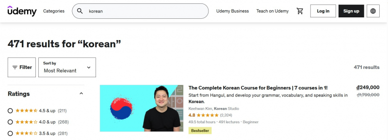 Screenshot of https://www.udemy.com/courses/search/?src=ukw&q=korean
