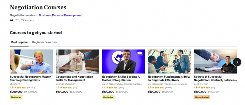 Screenshot of https://www.udemy.com/topic/negotiation/