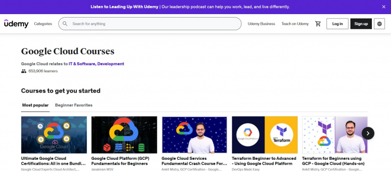 Screenshot of https://www.udemy.com/topic/google-cloud/