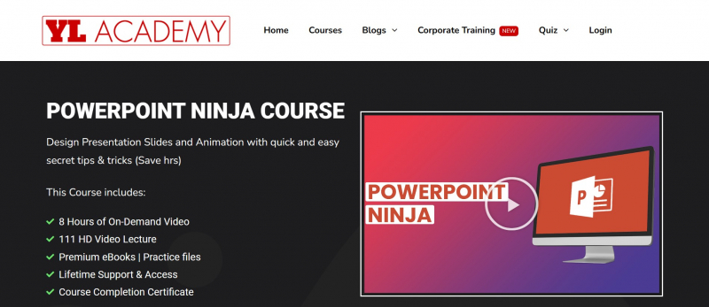 Screenshot of https://yodalearning.com/courses/powerpoint-ninja-course/