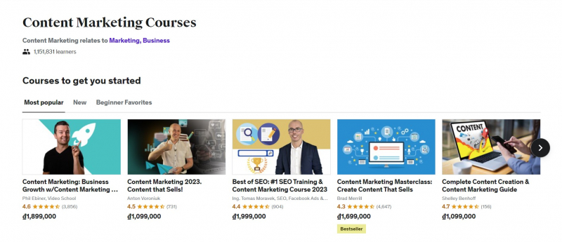 Screenshot of https://www.udemy.com/topic/content-marketing/