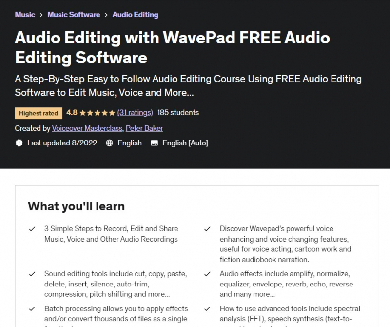 A Audio Editing Course on Udemy