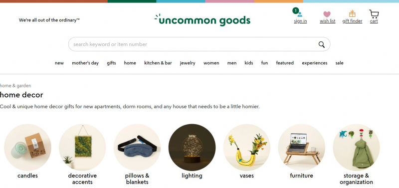 Screenshot of https://www.uncommongoods.com/