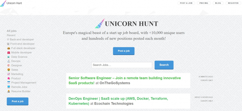 ﻿﻿Unicorn Hunt website (www.unicornhunt.io)