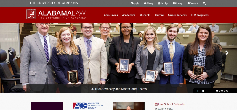 Screenshot of https://www.law.ua.edu/