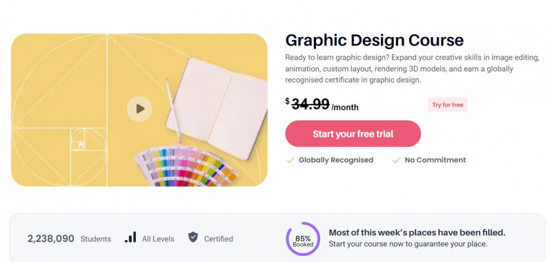 A graphic design course on Upskillist