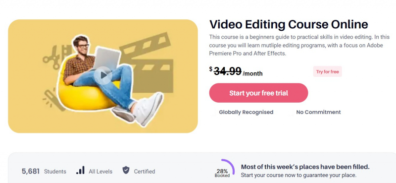 A video editing course on Upskillist
