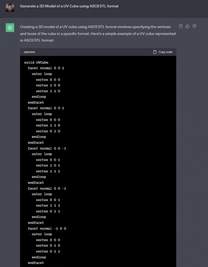 Using ChatGPT to Directly Generate STL Files