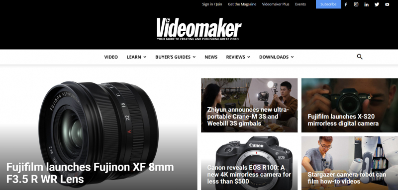 Screenshot of https://www.videomaker.com/