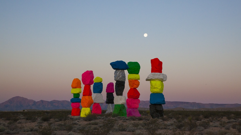 View Seven Magic Mountains in the Desert