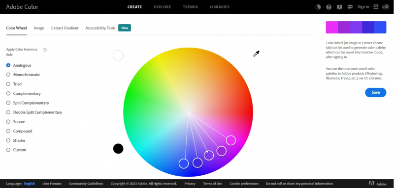 Screenshot via  https://color.adobe.com/create/color-wheel/
