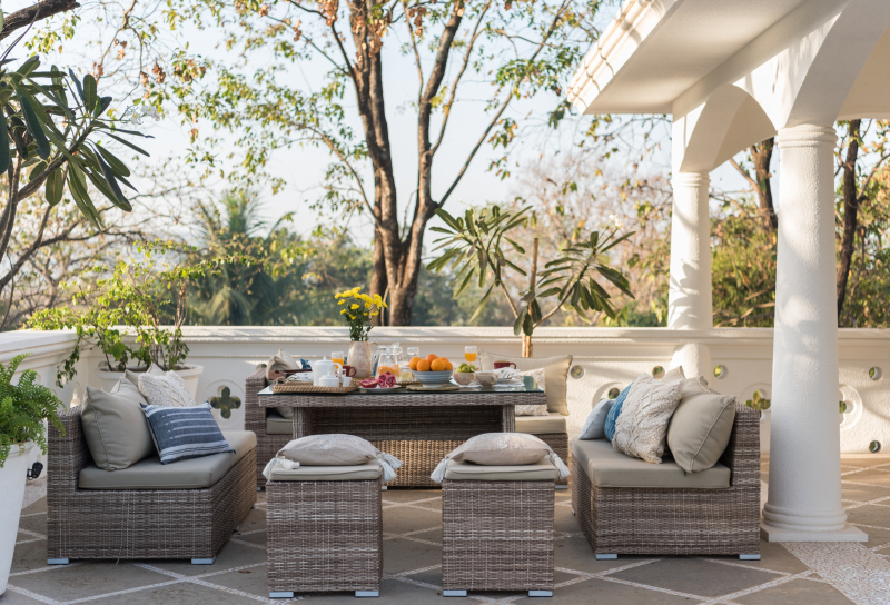 Photo by Souranshi Fashion and  Lifestyle Magazine: https://www.pexels.com/photo/outdoor-patio-with-brown-wicker-furniture-sofa-set-4497545/