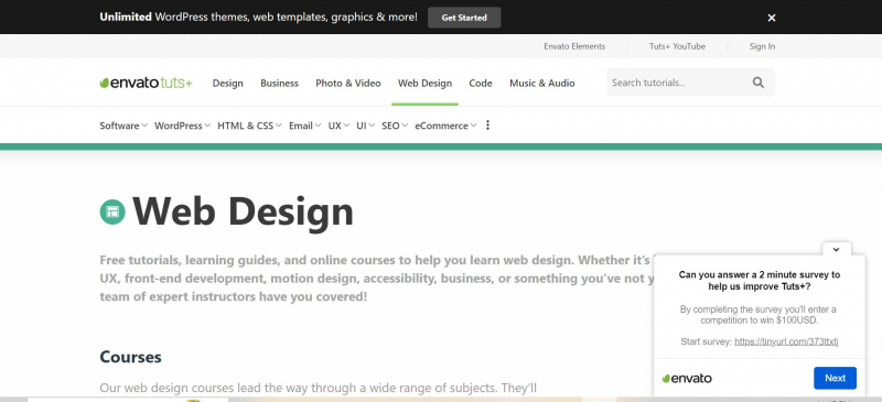 Screenshot of https://webdesign.tutsplus.com/
