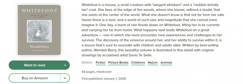Screenshot of https://www.goodreads.com/book/show/3687368-whitefoot?from_search=true&from_srp=true&qid=Abyrh7OOKq&rank=1