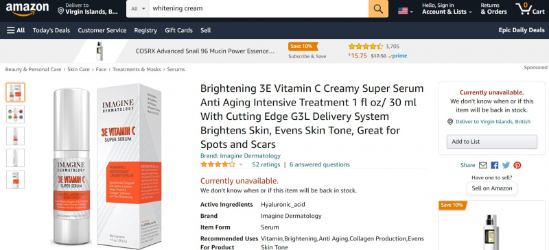 Whitening 3E Vitamin C Cream,https://www.amazon.com/