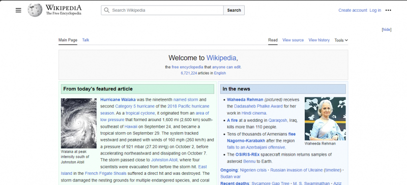 Screenshot via en.wikipedia.org/wiki/Main_Page