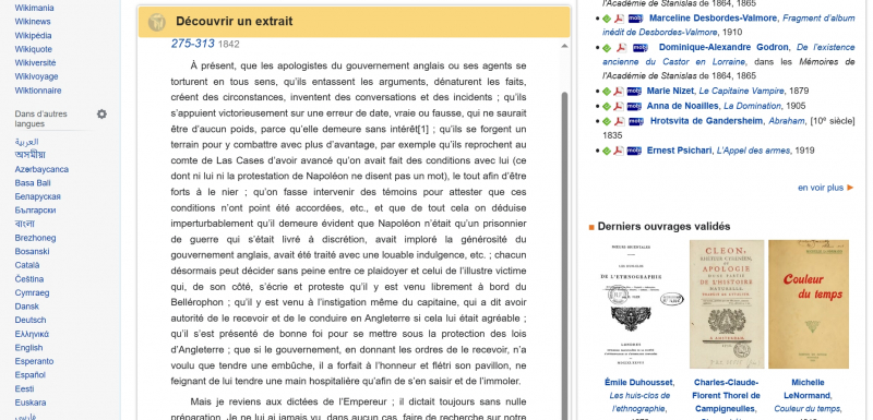 Screenshot via https://fr.wikisource.org/wiki/Wikisource:Accueil