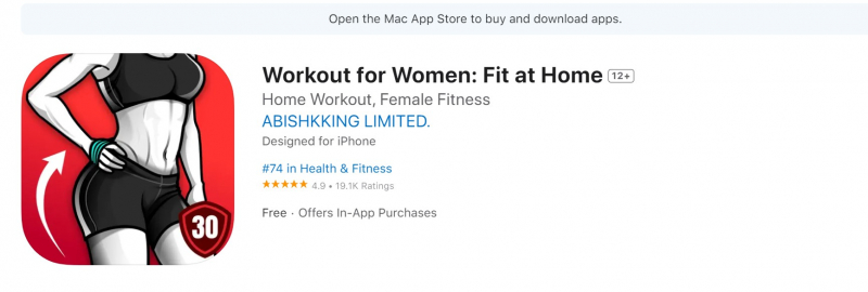 Screenshot of https://apps.apple.com/us/app/workout-for-women-fit-at-home/id1357527742