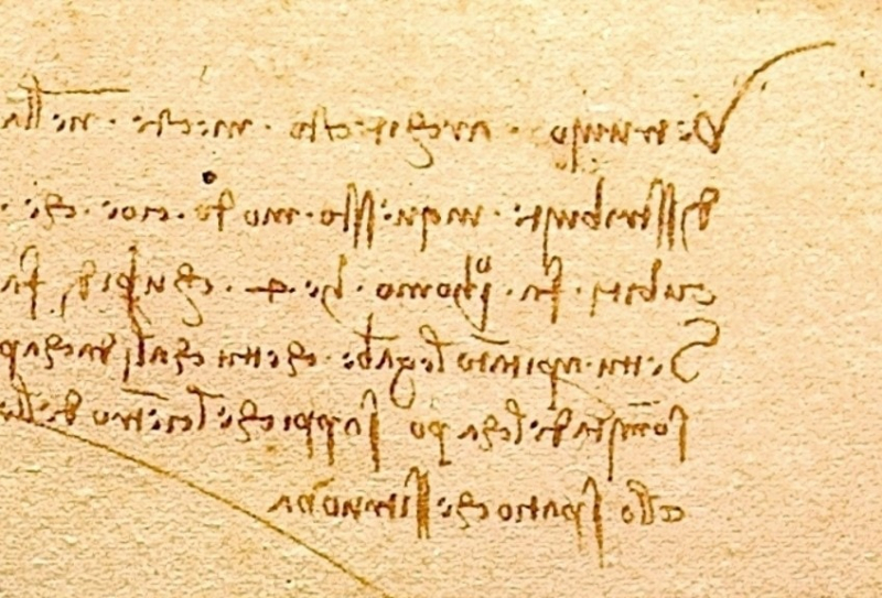 Photo: An example of Leonardo da Vinci’s mirror writing as seen on his Vitruvian Man (c. 1492) - artincontext.org