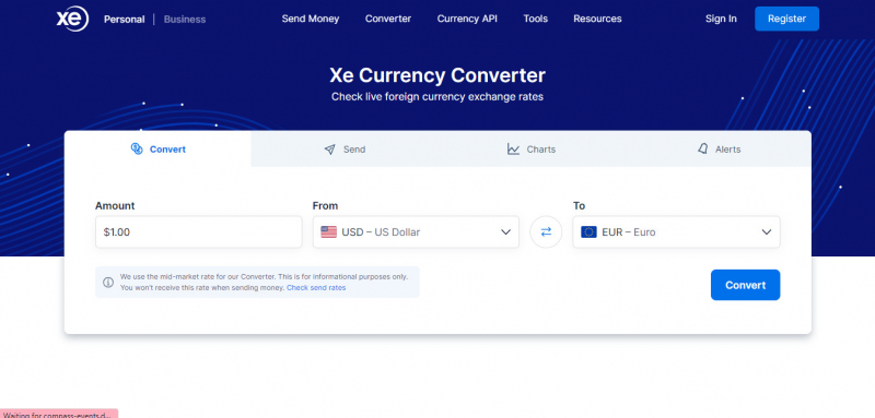Screenshot of https://www.xe.com/currencyconverter/