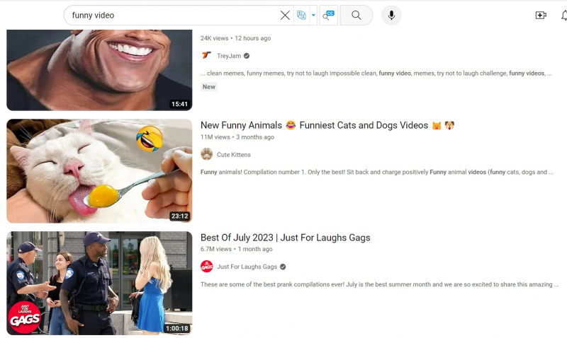 Screenshot via https://www.youtube.com/results?search_query=funny+video