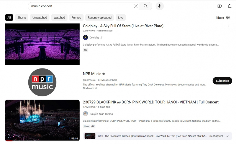 Screenshot via https://www.youtube.com/results?search_query=music+concert