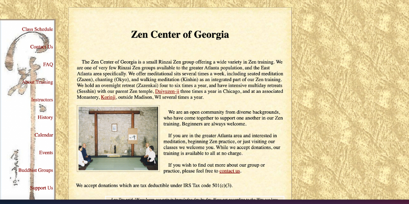 Screenshot of https://www.zen-georgia.org/