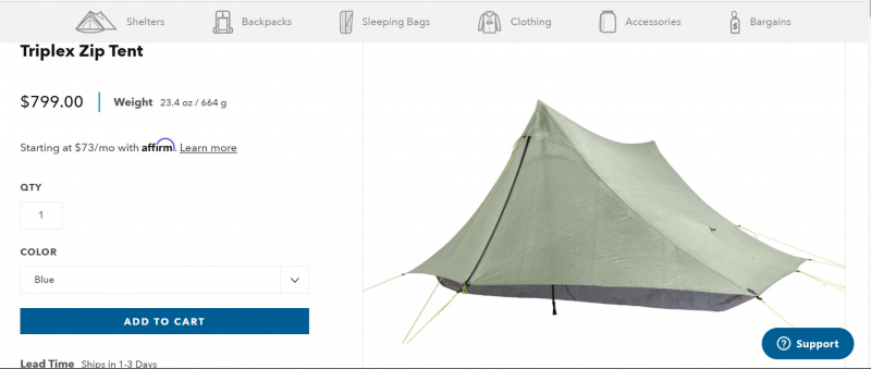 Screenshot via https://zpacks.com/collections/tents